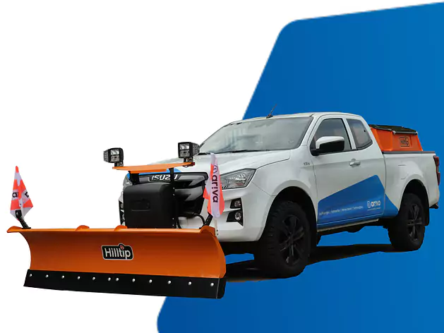 Isuzu D-MAX mit HillTip Schneepflug und Salzstreuer