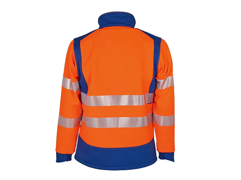Warnschutzjacke SOFTSHELL REFLEX, leuchtorange/blau