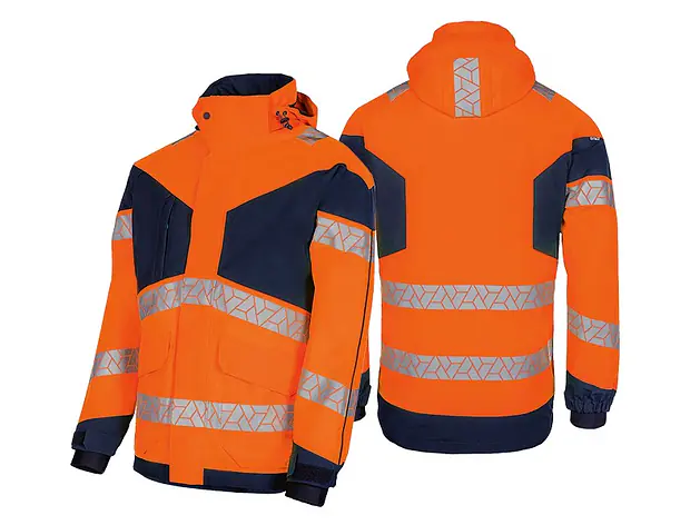 Warnschutz-Winterparka SYNQ POINTOUT, leuchtorange/ marineblau