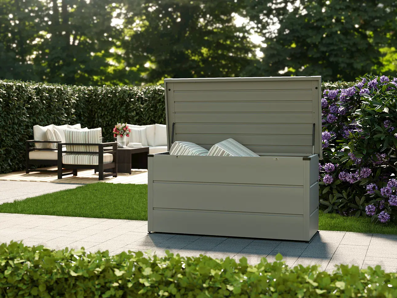 Angebot für Messebesucher - Gartenboxen und Gerätehäuser