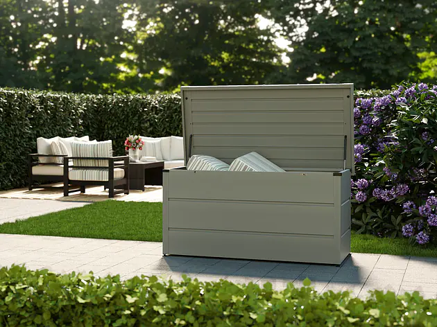 Angebot für Messebesucher - Gartenboxen und Gerätehäuser